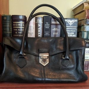 Vintage, Black Leather Satchel Purse